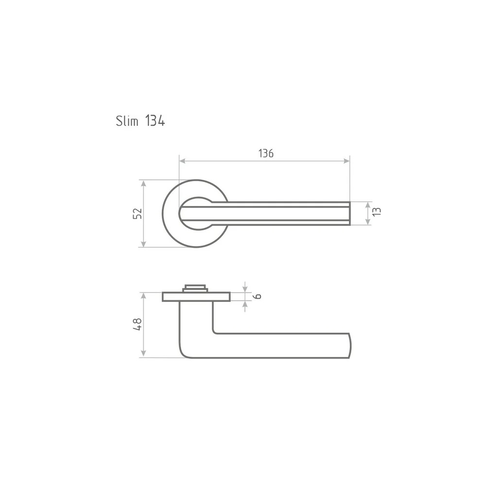 Ручка дверная Нора-М Slim 134А, 18634, 136 мм, гальваническое покрытие, цвет матовый никель