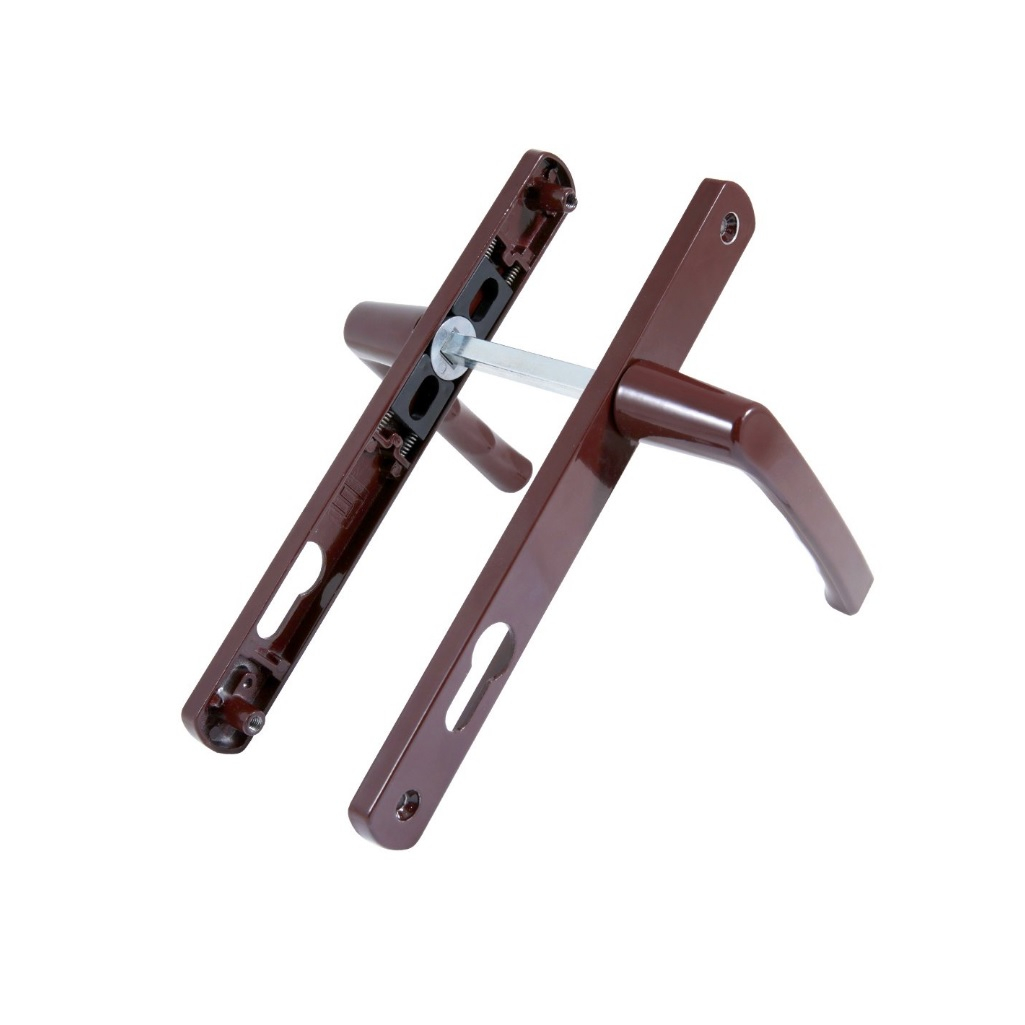 Замок врезной Булат ЗВ4-1.25.01.8017 для калитки, с ручками, коричневый, цилиндр 80 мм, ключ-ключ