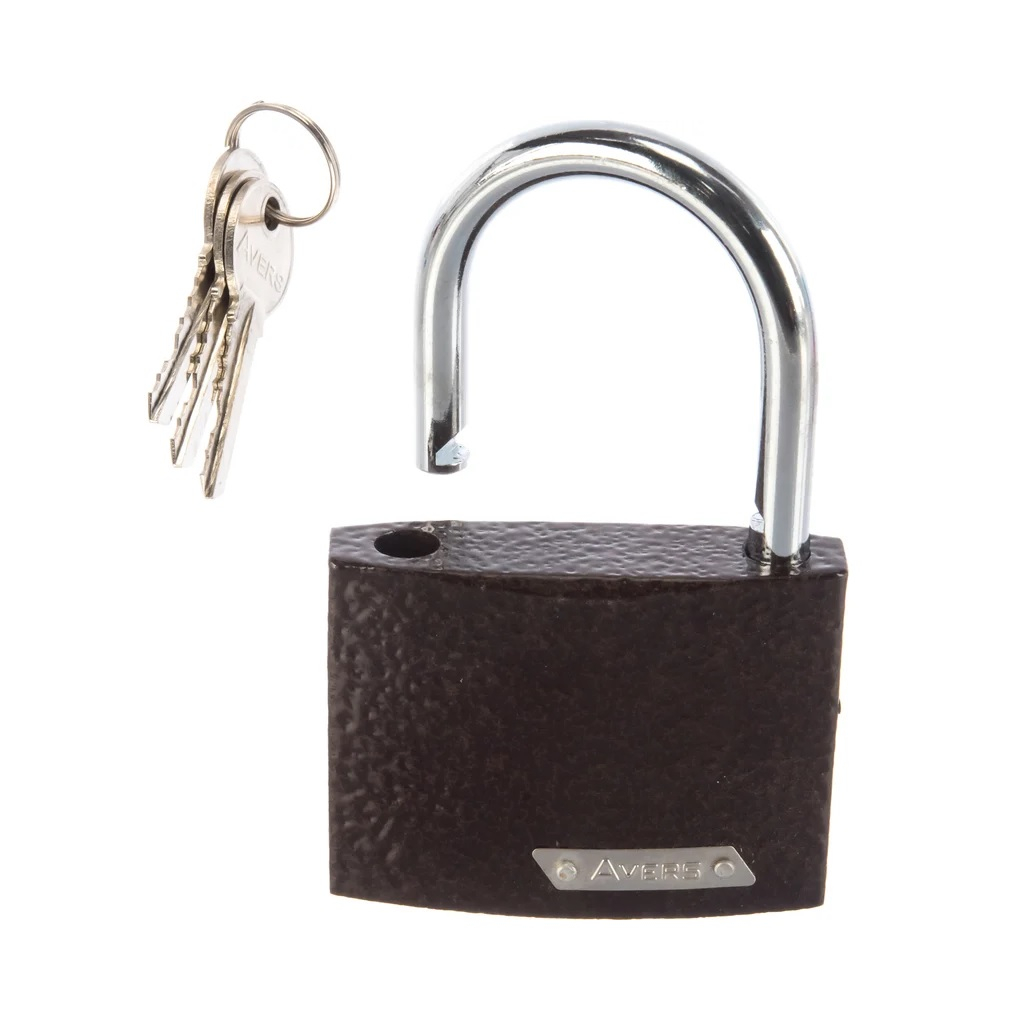 Замок навесной Avers PD-01-75, d 9мм, автоматическое запирание, 3 ключа, чугун