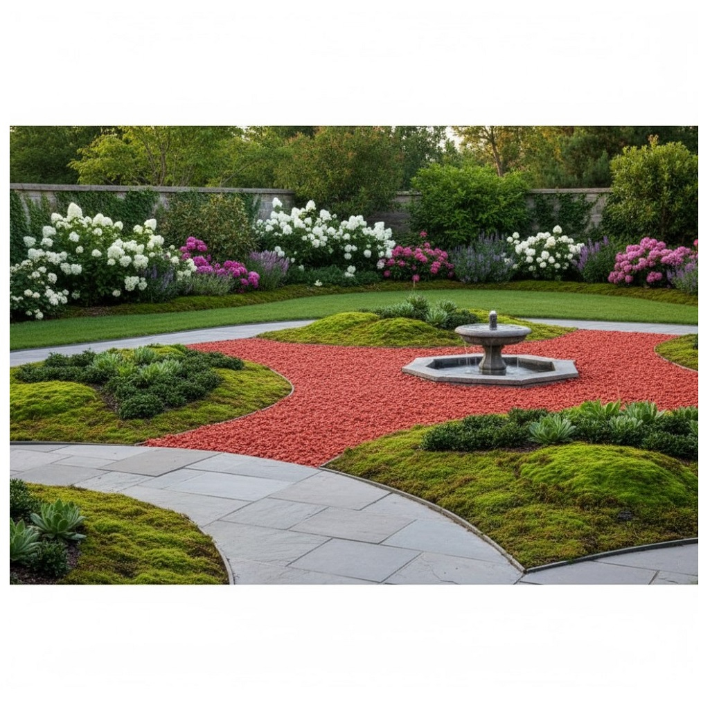 Крошка мраморная, толщина слоя 3 см, декоративная, окрашенная, красная, 10 кг