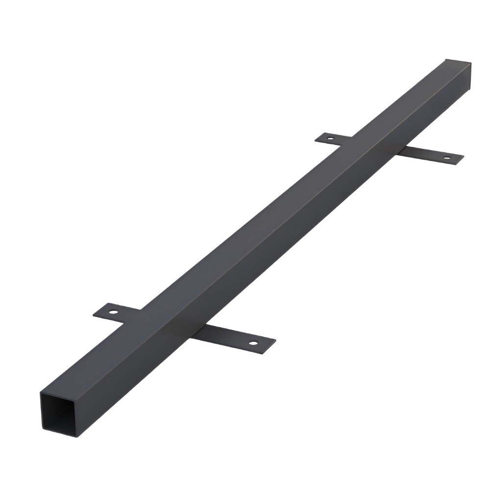 Столб для забора 50х50х2900 мм, профильная труба, с креплениями и заглушкой, черный цвет