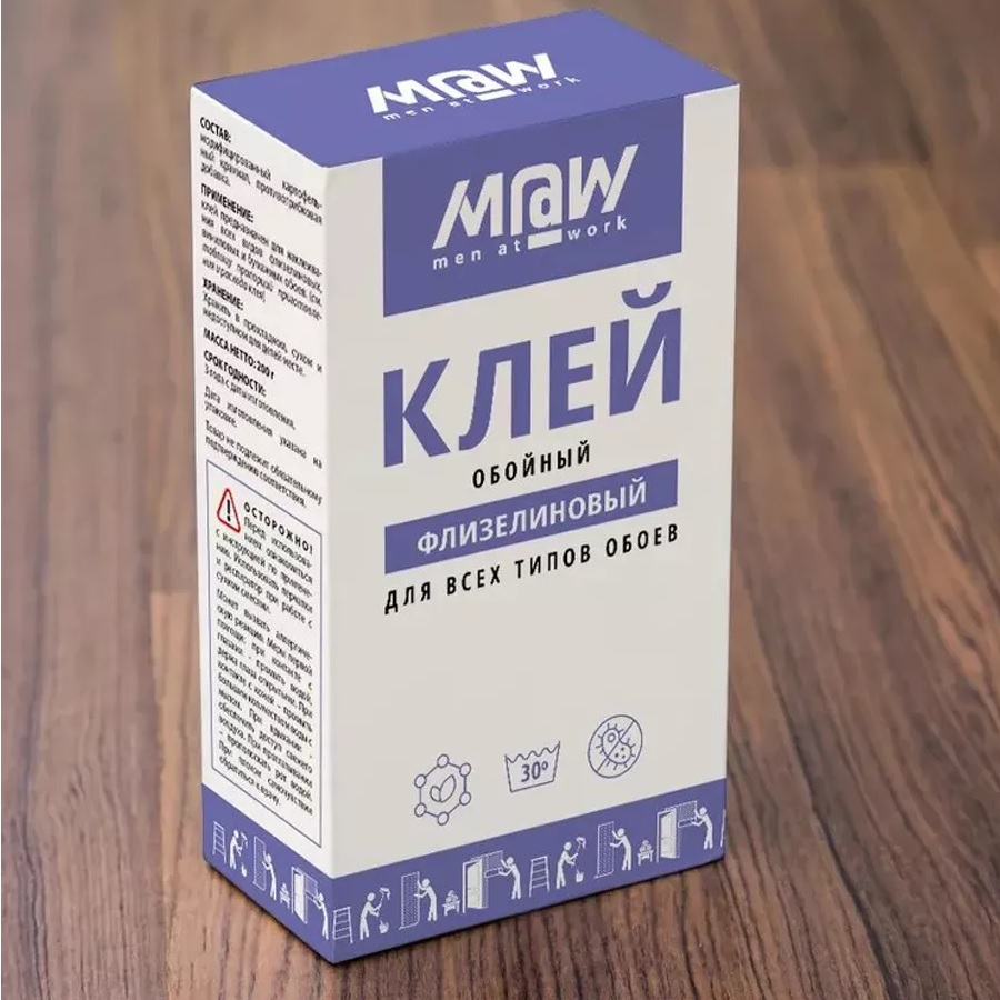Клей обойный Men at Work v75502, флизелиновый, для всех типов обоев, 200 г