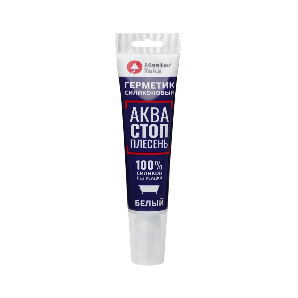 Герметик силиконовый MasterTeks Profimaster 278966, акваСТОПплесень, белый, 80 мл
