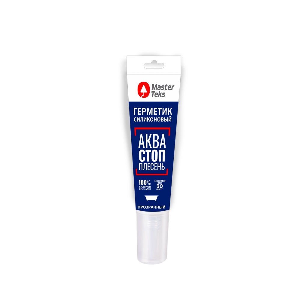 Герметик силиконовый MasterTeks Profimaster 278967, акваСТОПплесень, прозрачный, 80 мл