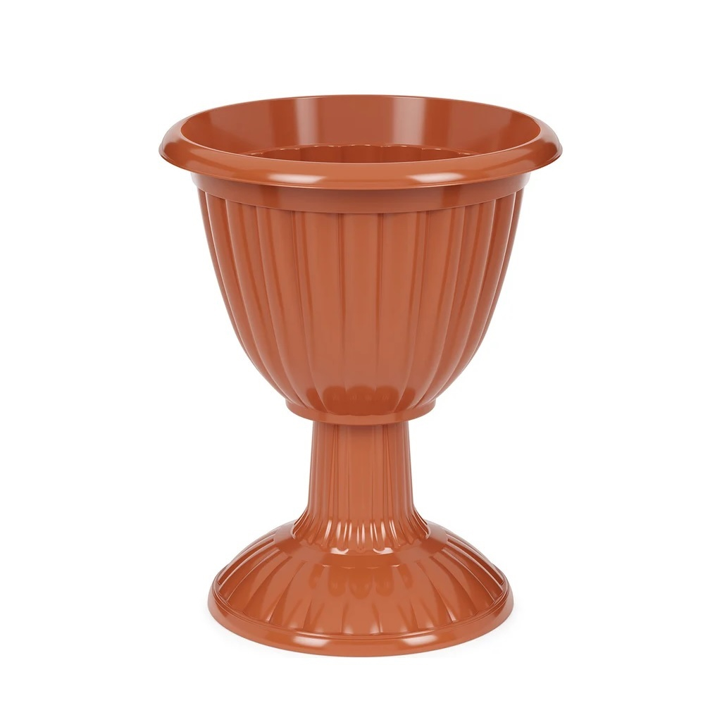 Вазон для цветов Альтернатива Жасмин, на высокой ножке, 12 л, диаметр 370 мм, коричневый, М1556