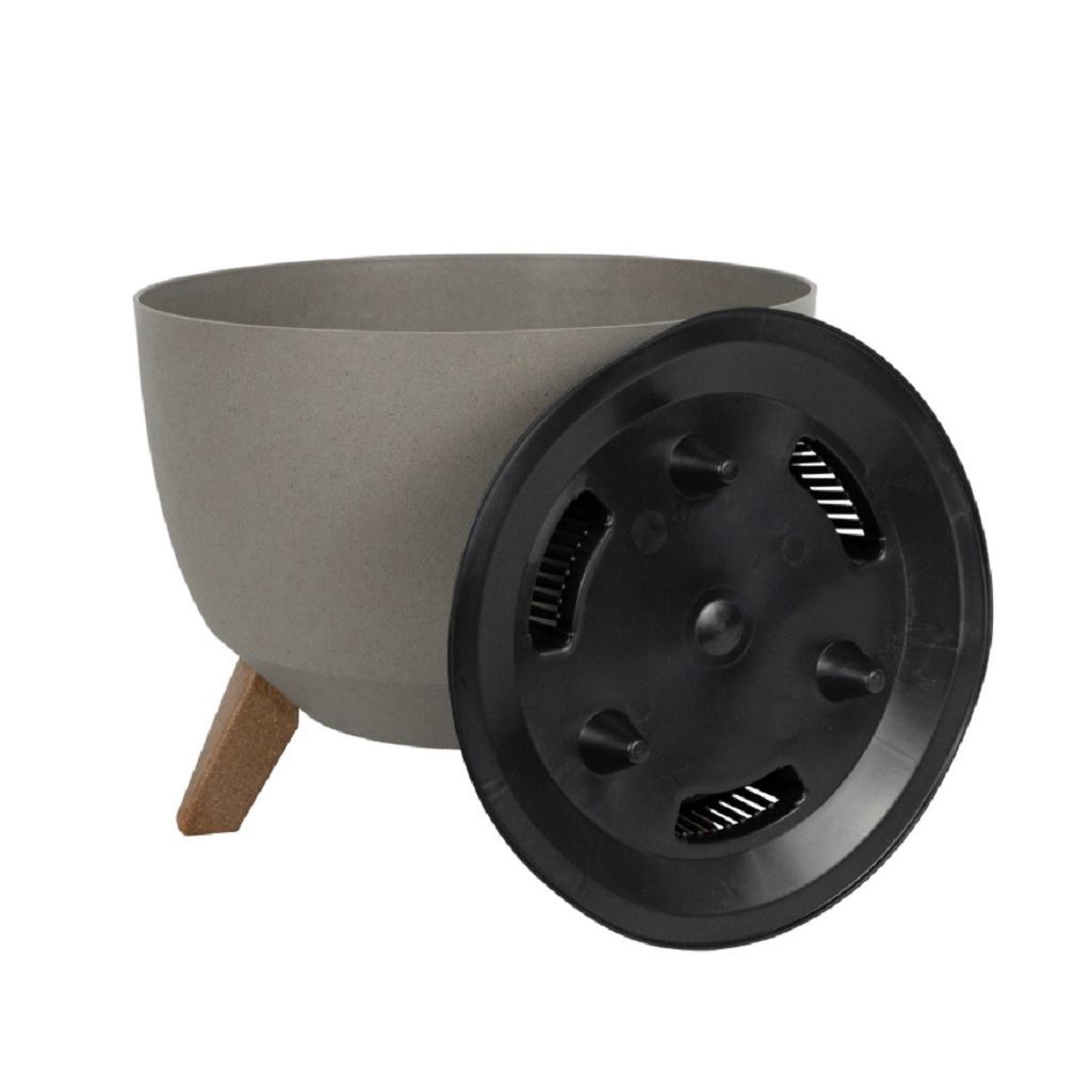 Кашпо Roma Eco recycled beton, на ножках, серый бетон, с поддоном, до 7 кг, 23х29 см, 9,3 л