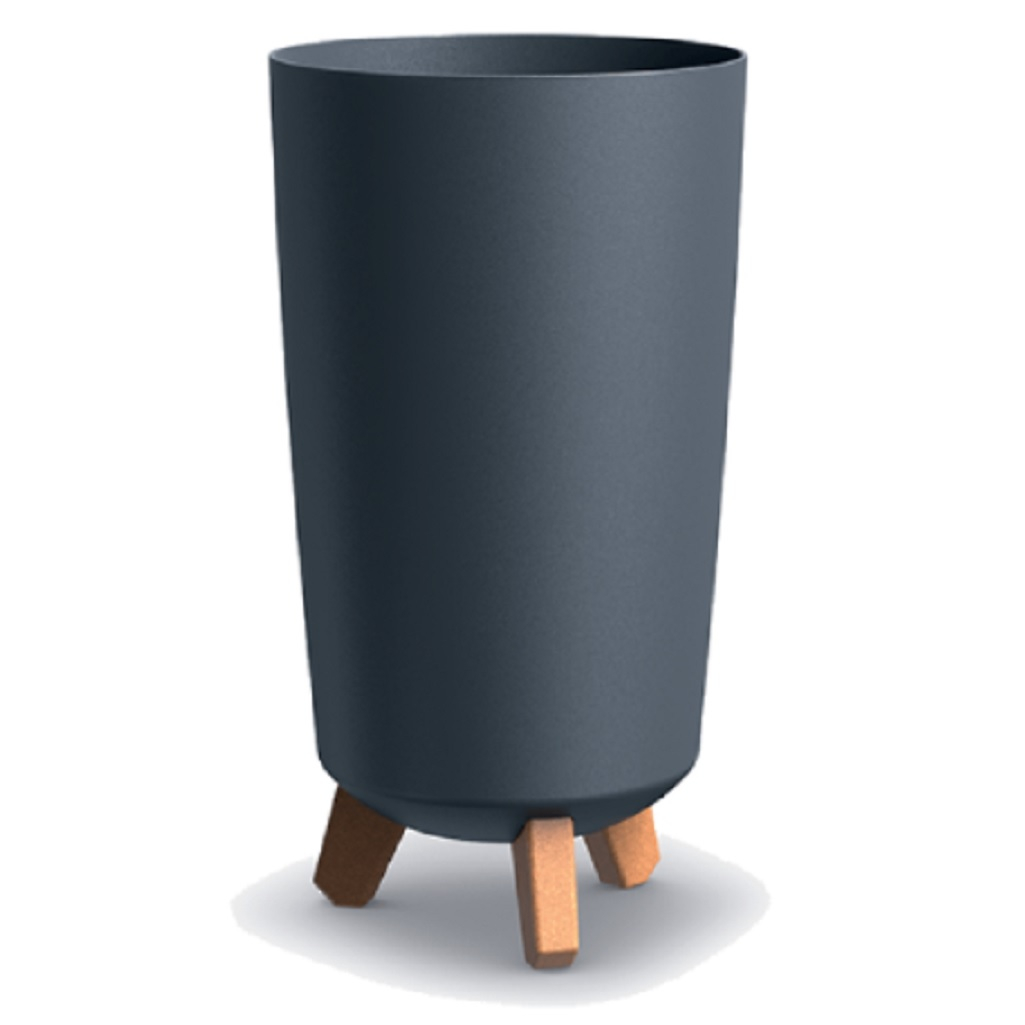Кашпо Gracia Tubus Slim 067626 на ножках, глянцевая поверхность, антрацит 19,5х36,5 см