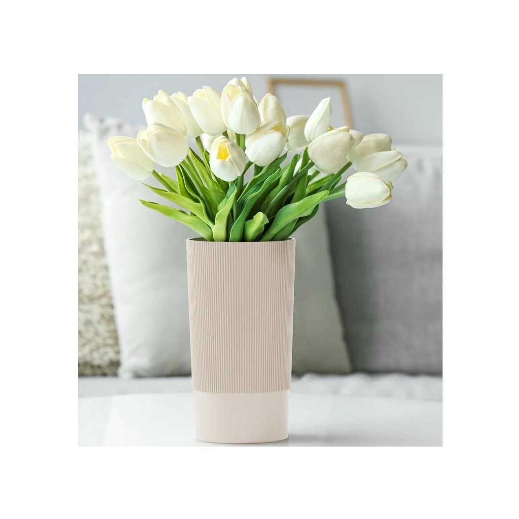 Ваза Альтернатива Версаль, для цветов под срезку, бежевая, диаметр 200 мм, высота 400 мм