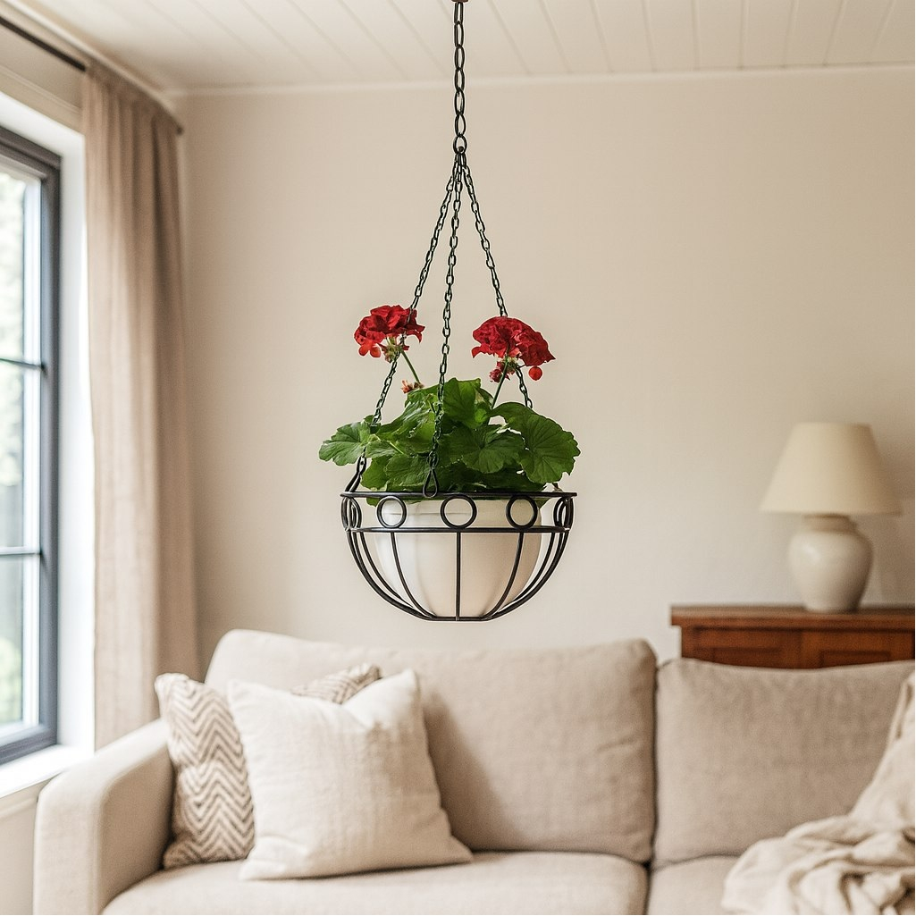 Кашпо подвесное Palisad 69015, металл, черное, диаметр 26 см