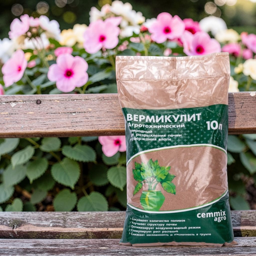 Удобрение CEMMIX Вермикулит абсорбент, минеральная добавка для почвы, 10 л