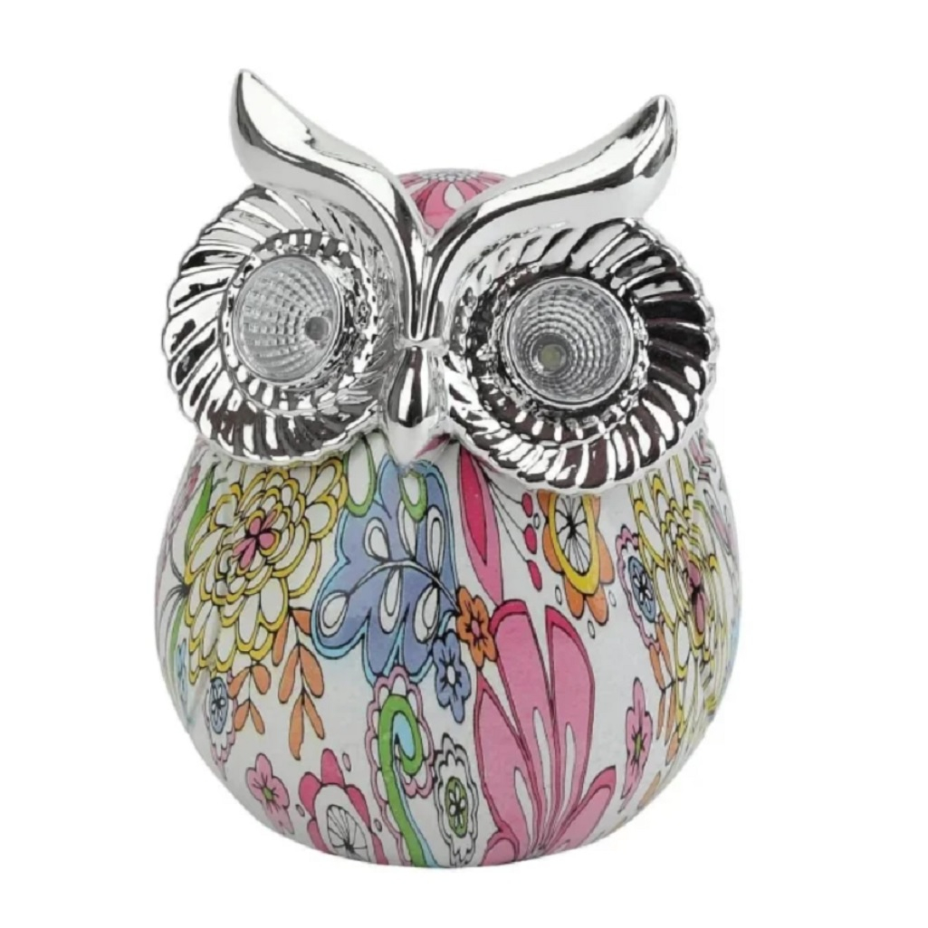 Светильник садовый Эра Сова ERAFYS01-03, на солнечной батарее, полистоун, мультиколор, 15 см