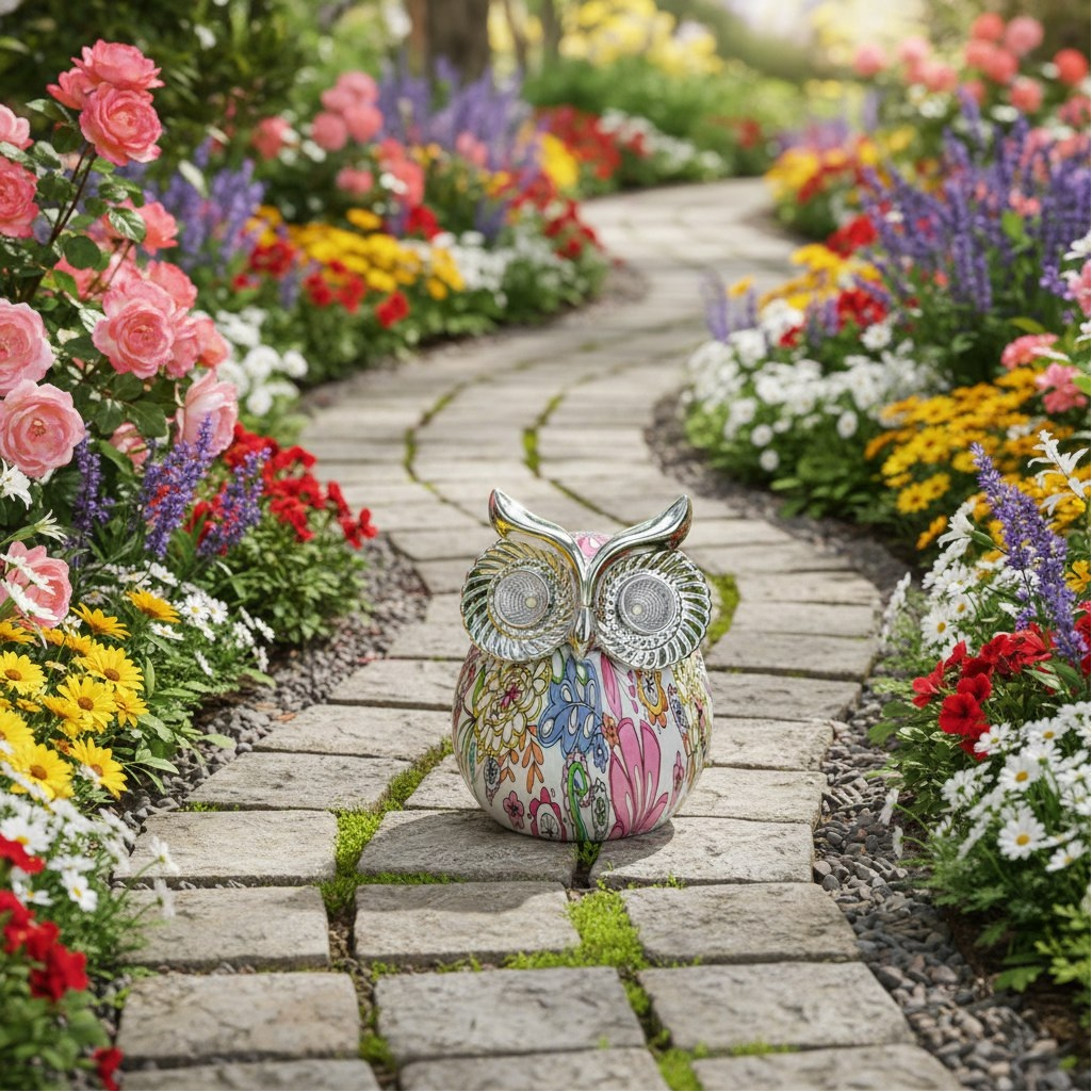 Светильник садовый Эра Сова ERAFYS01-03, на солнечной батарее, полистоун, мультиколор, 15 см