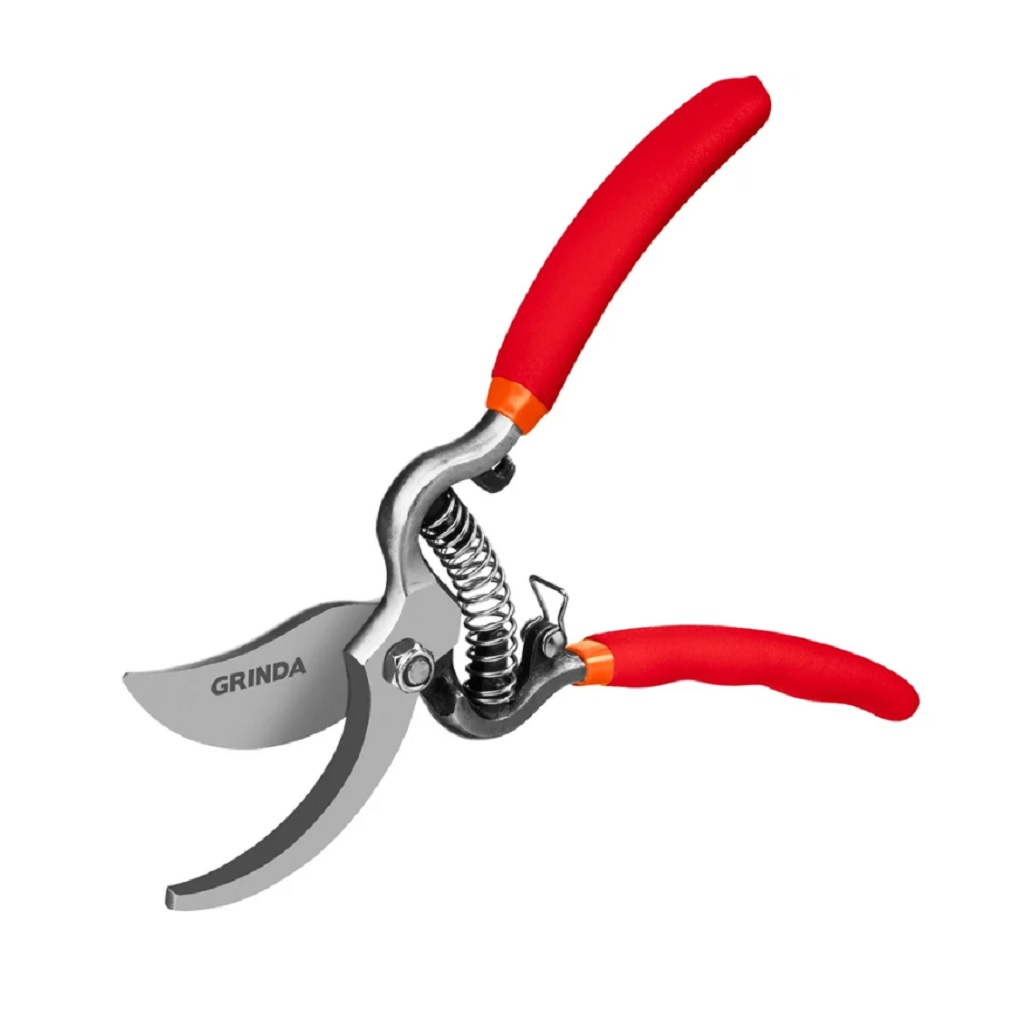 Секатор Grinda, цельнокованный, плоскостной, пружинный привод, 25мм
