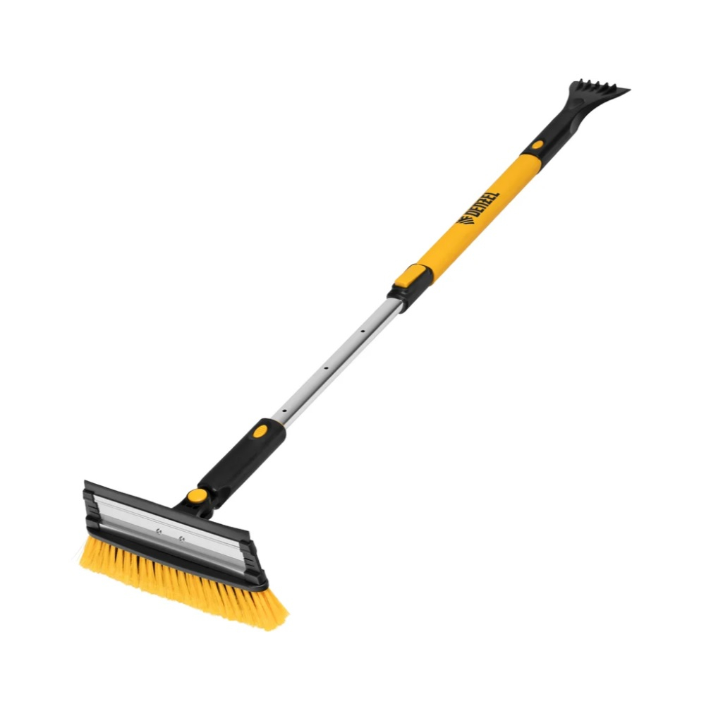 Щетка-сметка для снега Denzel 55308, со скребком, автомобильная, пластик, алюминий, 900-1200 мм
