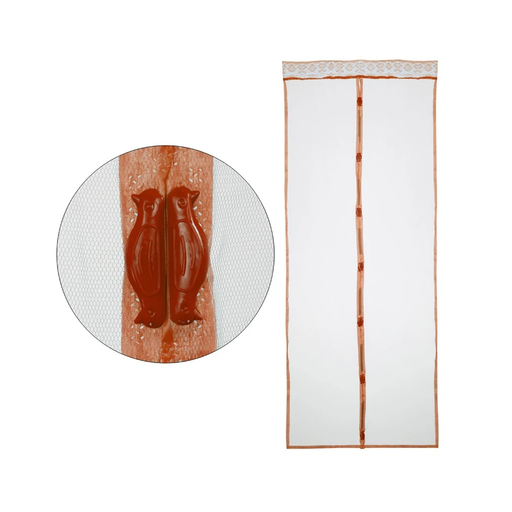 Сетка москитная на дверь Рыжий кот Птички, на магнитах, 0.9x2.2 м, коричневая