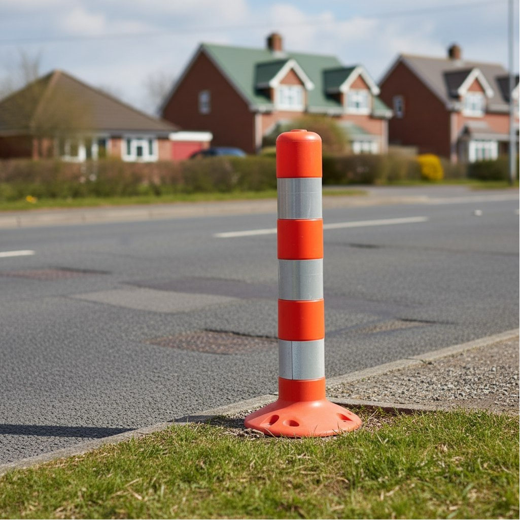 Столбик сигнальный дорожный, гибкий, светоотражающие полосы, 480 мм