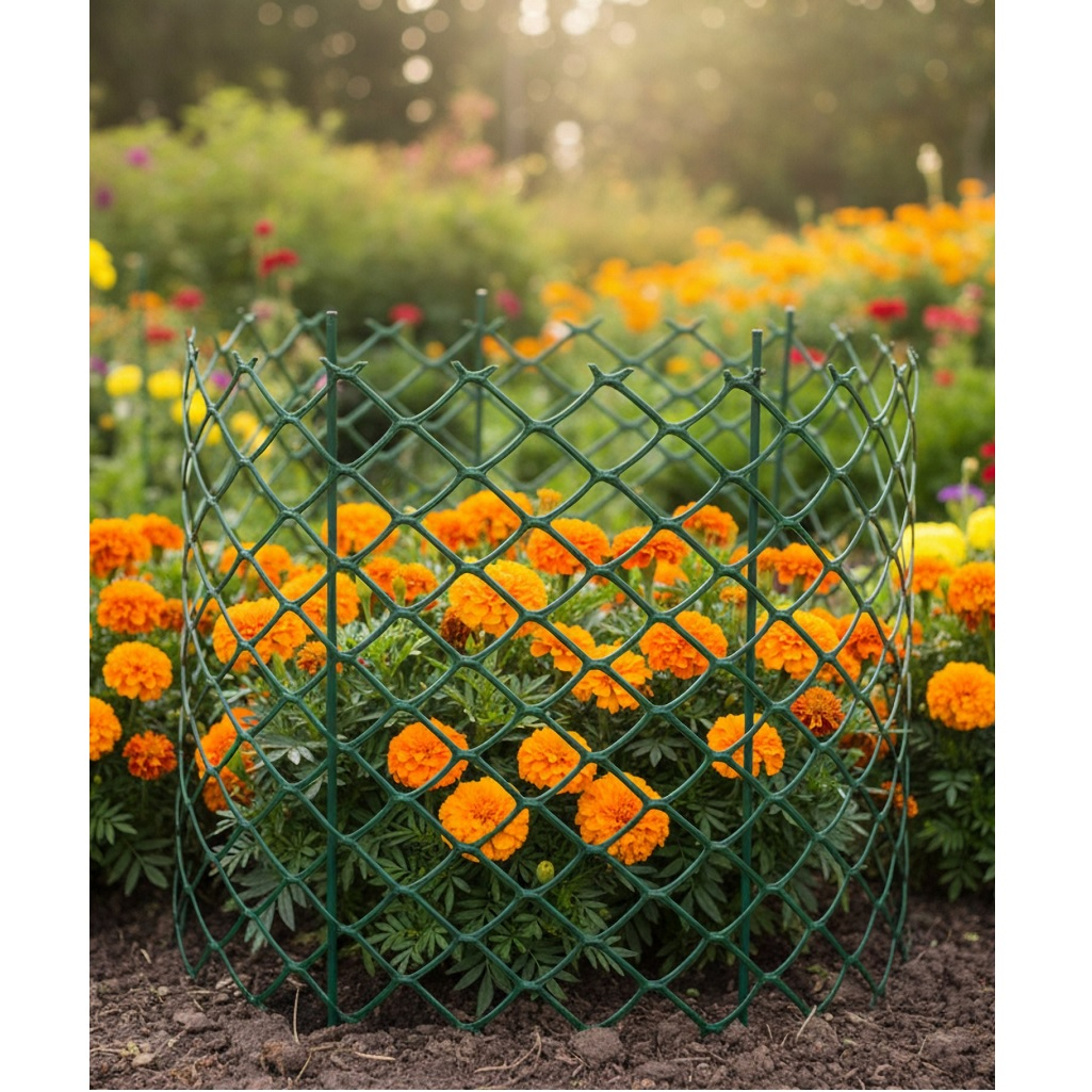 Решетка садовая 00-00000414, ячейка 45х45 мм, заборная, пластик, зеленая, 1 м.п.