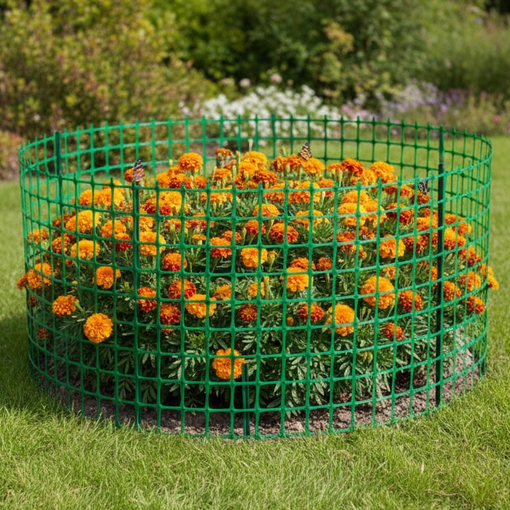 Решетка садовая 00-00000414, ячейка 45х45 мм, заборная, пластик, зеленая, 1 м.п.