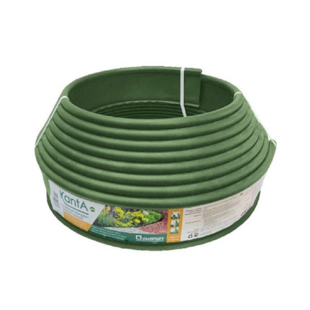 Бордюр садовый Standartpark Канта SP 82552-Ч пластик, высота 10 см, оливковый, бухта 10 м