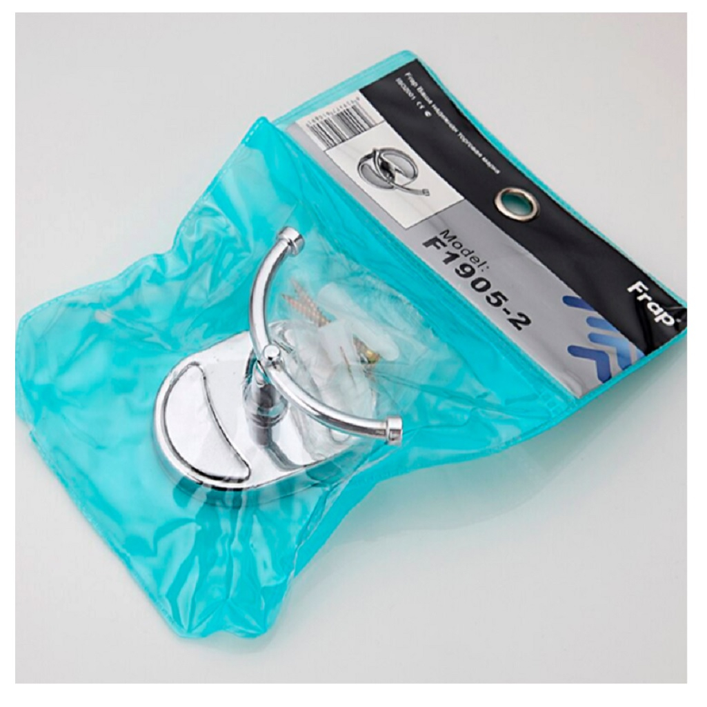 Крючок двойной Frap F1905-2, нержавеющая сталь, без острых углов, хром