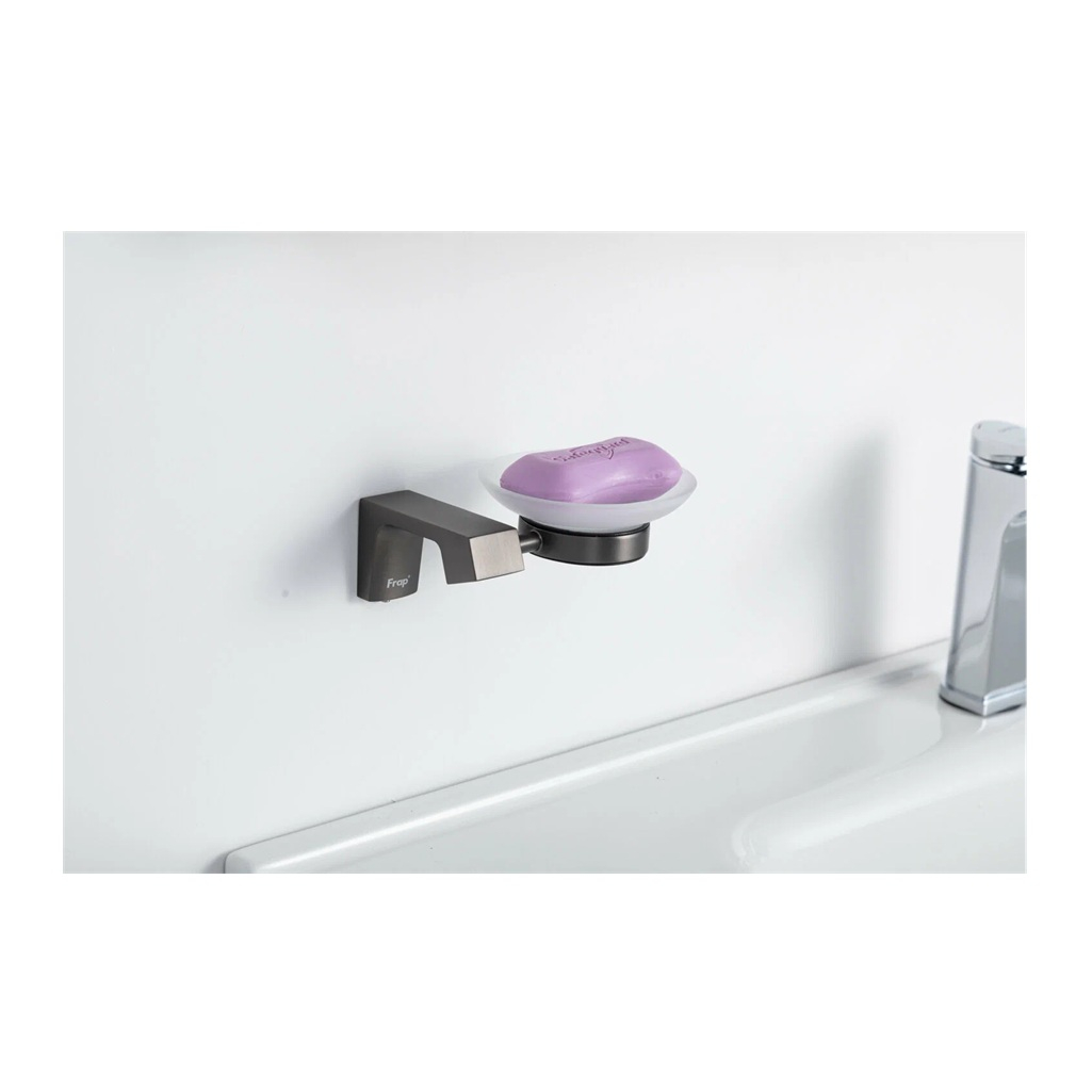 Мыльница настенная Frap F30602-9 с держателем, нержавеющая сталь, оружейная сталь