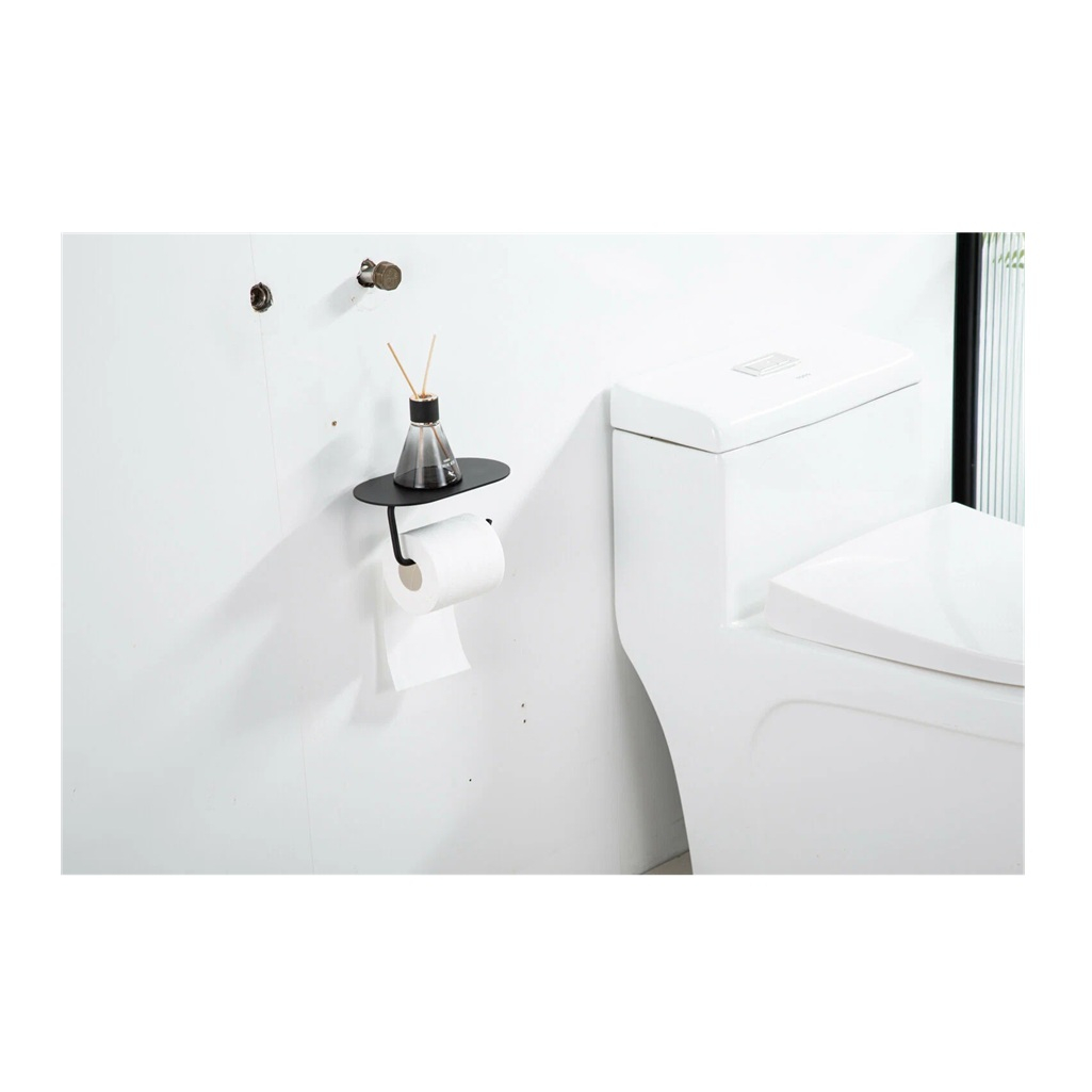 Держатель туалетной бумаги Gappo G30703-6 с полкой, нержавеющая сталь, черный