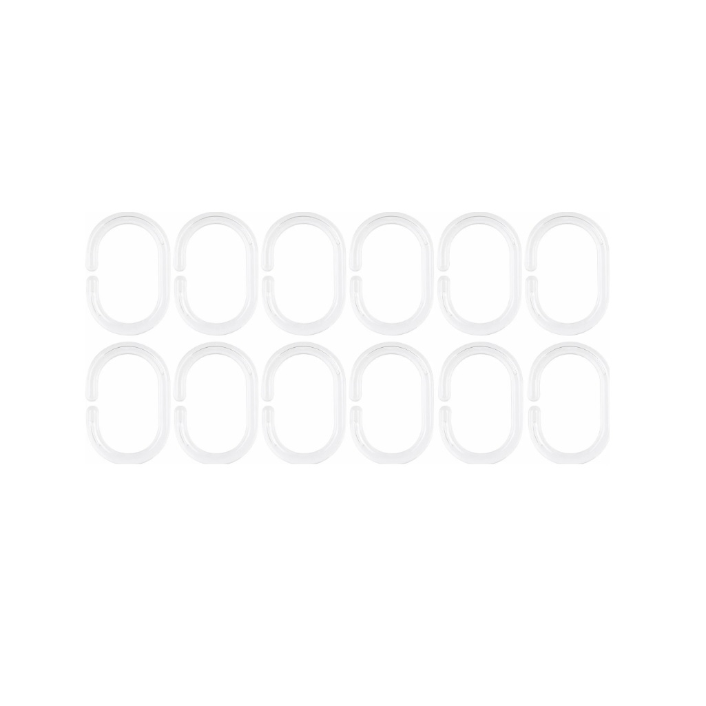 Кольца для штор в ванную Iddis RID012P, 236285, в наборе 12 штук, полипропилен, прозрачный