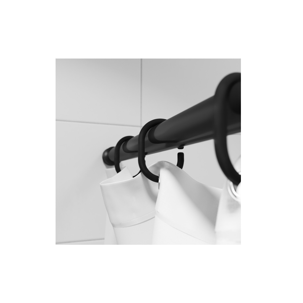 Кольца для штор в ванную Iddis RID013P, 236284, в наборе 12 штук, полипропилен, черный