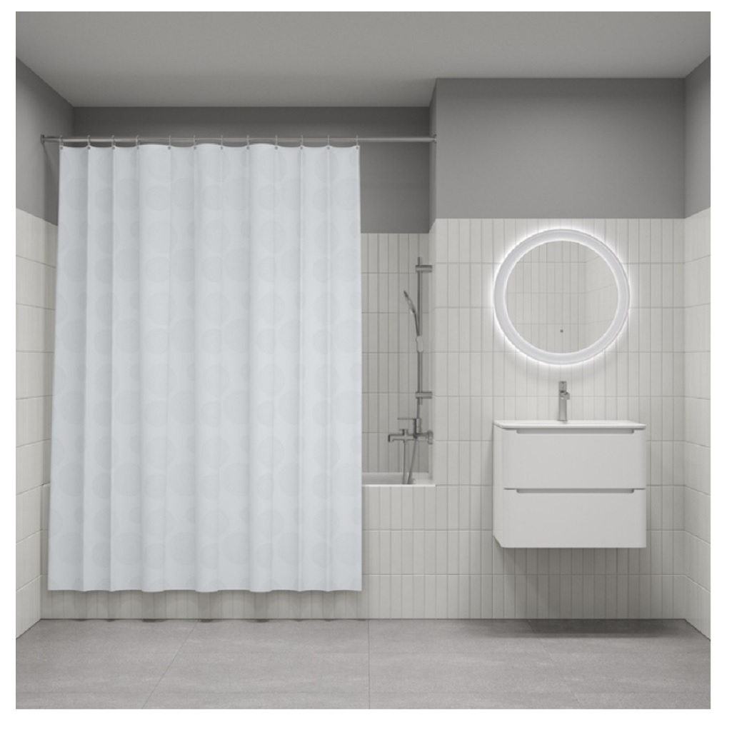 Штора для ванной IDDIS BD01P18I11, полиэстер, 1800х2000 мм, белый