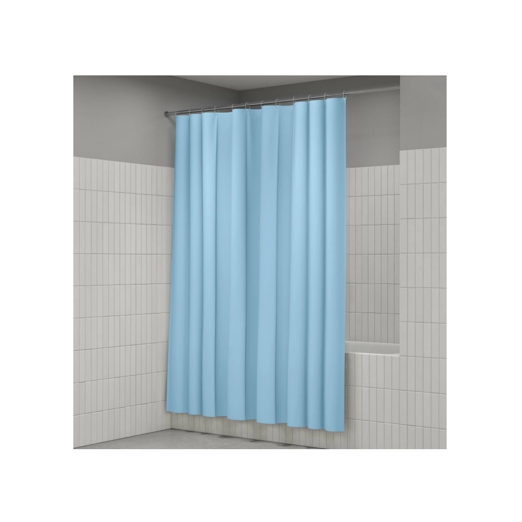 Штора для ванной Iddis P07PE18I11, 1800х2000 мм, полиэтилен РE, 12 колец, цвет голубой