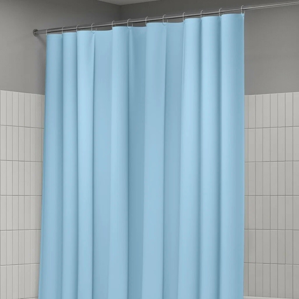 Штора для ванной Iddis P07PE18I11, 1800х2000 мм, полиэтилен РE, 12 колец, цвет голубой