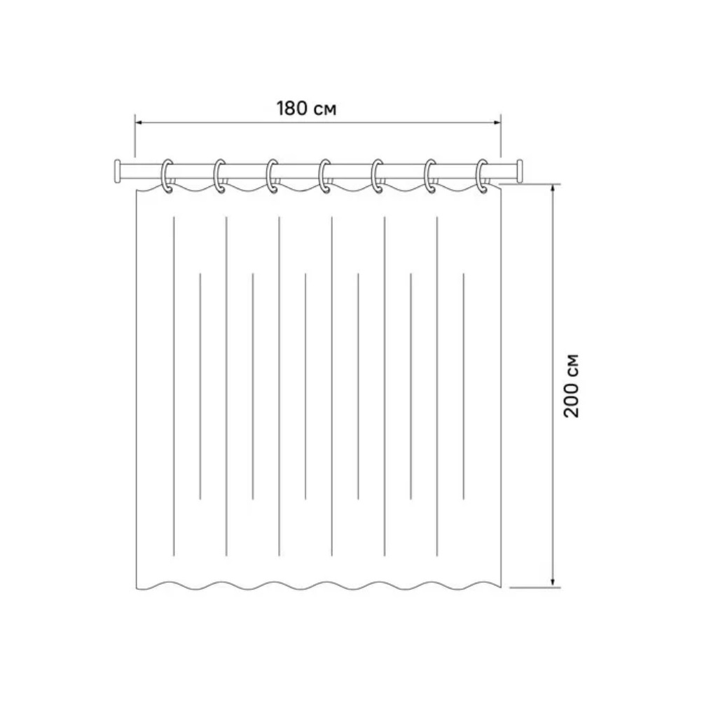 Штора для ванной Iddis P07PE18I11, 1800х2000 мм, полиэтилен РE, 12 колец, цвет голубой
