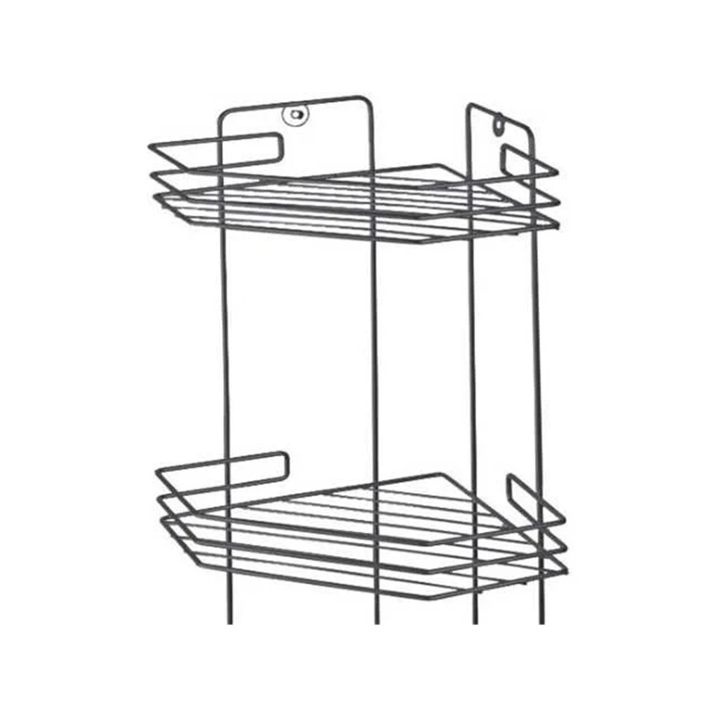 Полка угловая для ванной Рыжий Кот трехъярусная, металл, графит, 205х205х520 мм