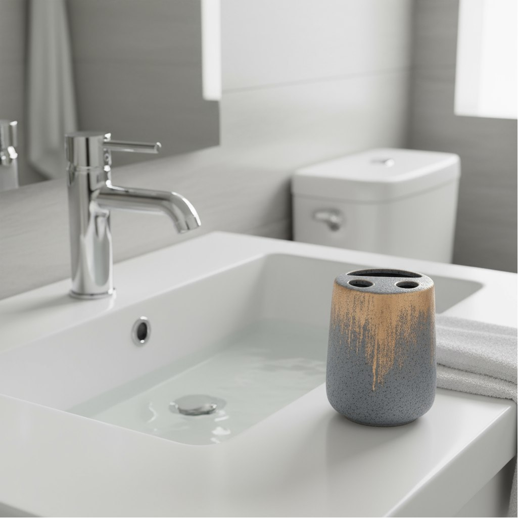 Стакан для зубных щеток Lefard 755-1035, керамика, серая бронза