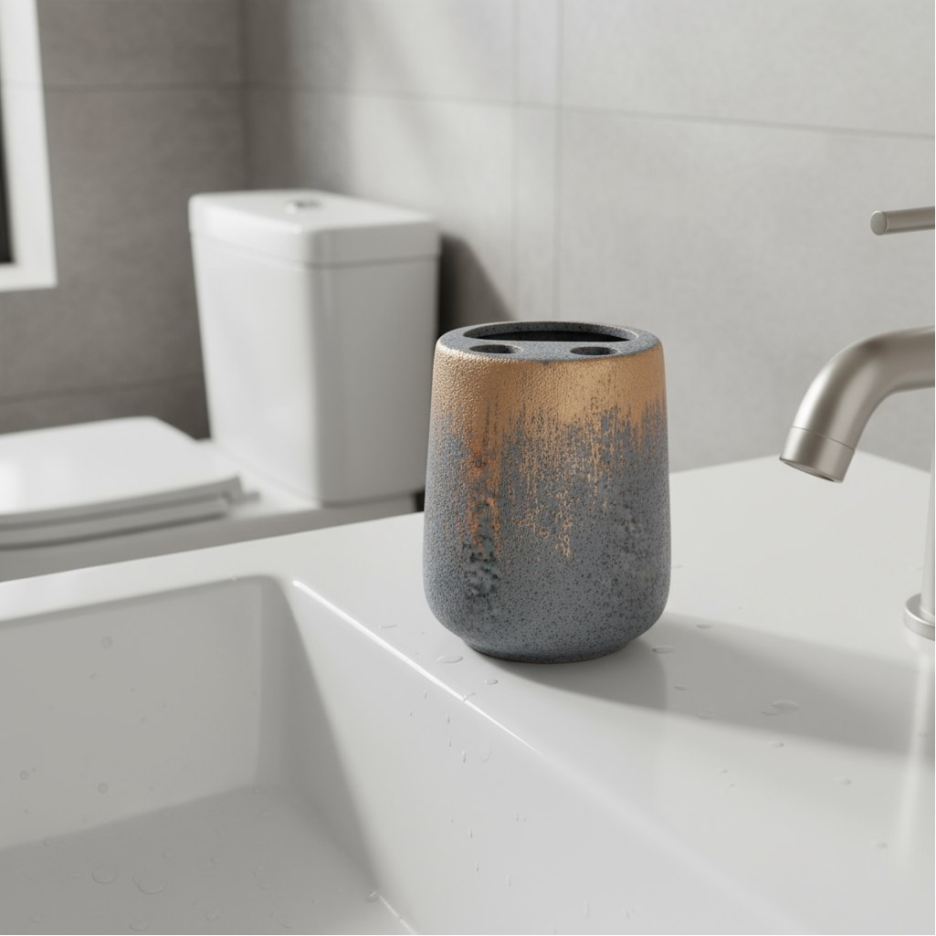 Стакан для зубных щеток Lefard 755-1035, керамика, серая бронза