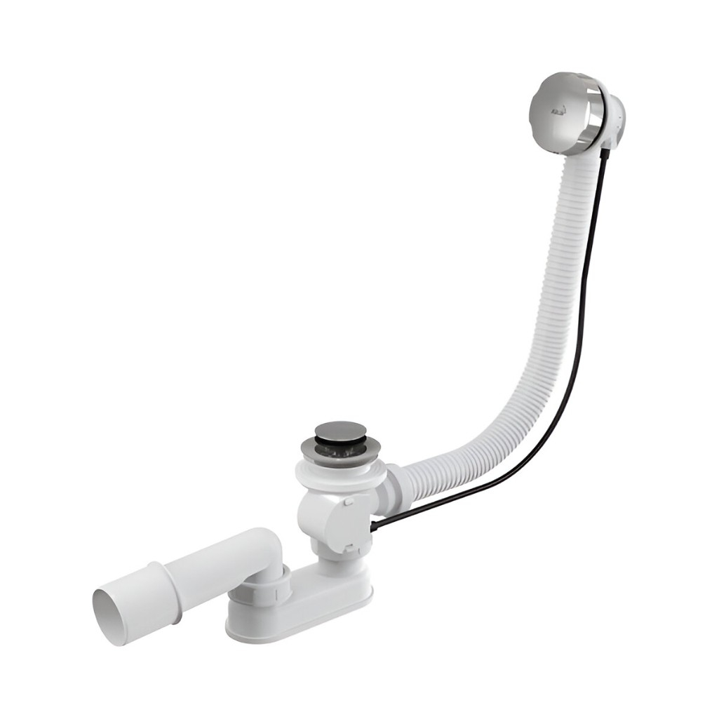Сифон трубный Alcaplast A55K100 для ванны, гидрозатвор 40/50 мм, с переливом, хром