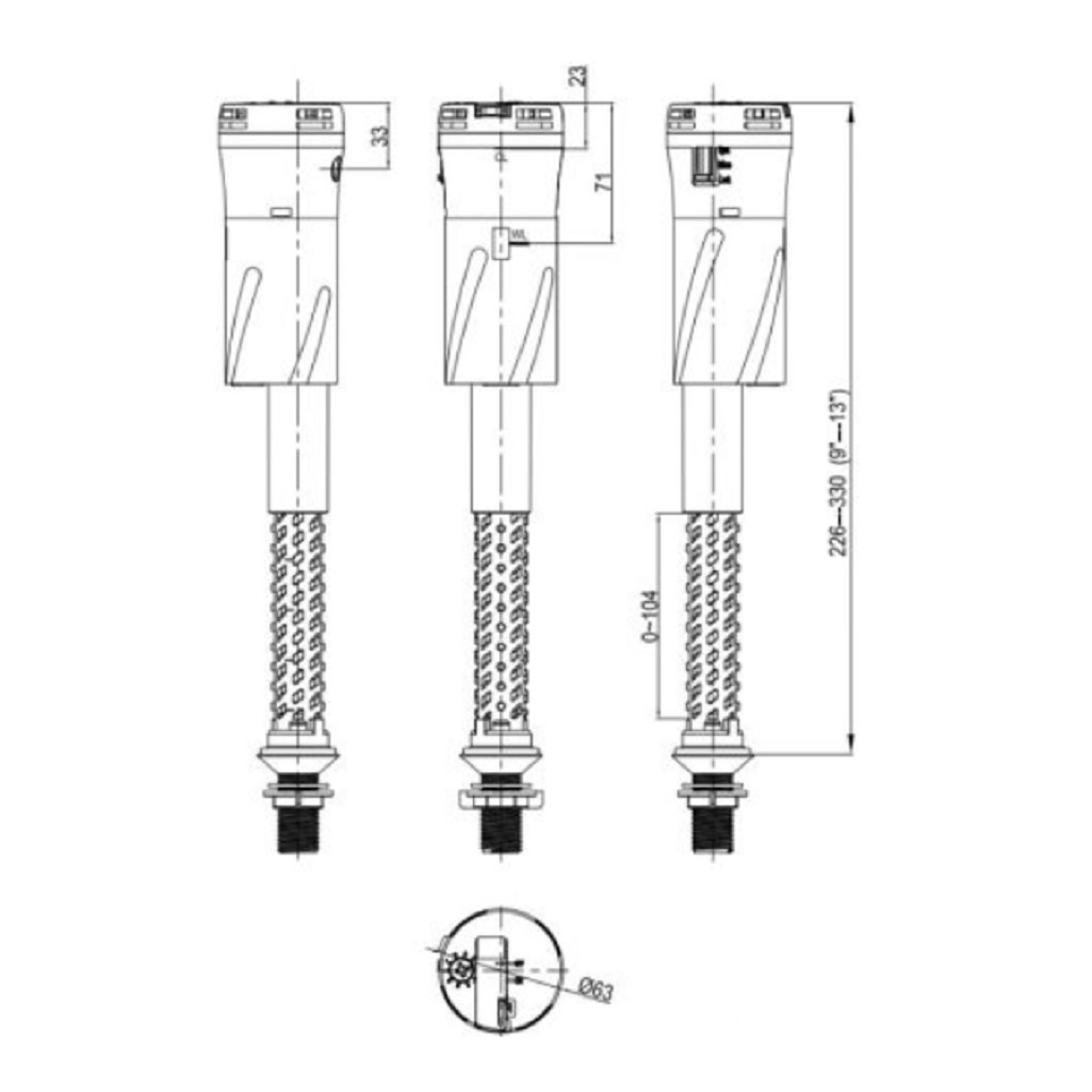 Клапан для бачка унитаза AV Engineering AVE129705PL, нижний подвод 1/2