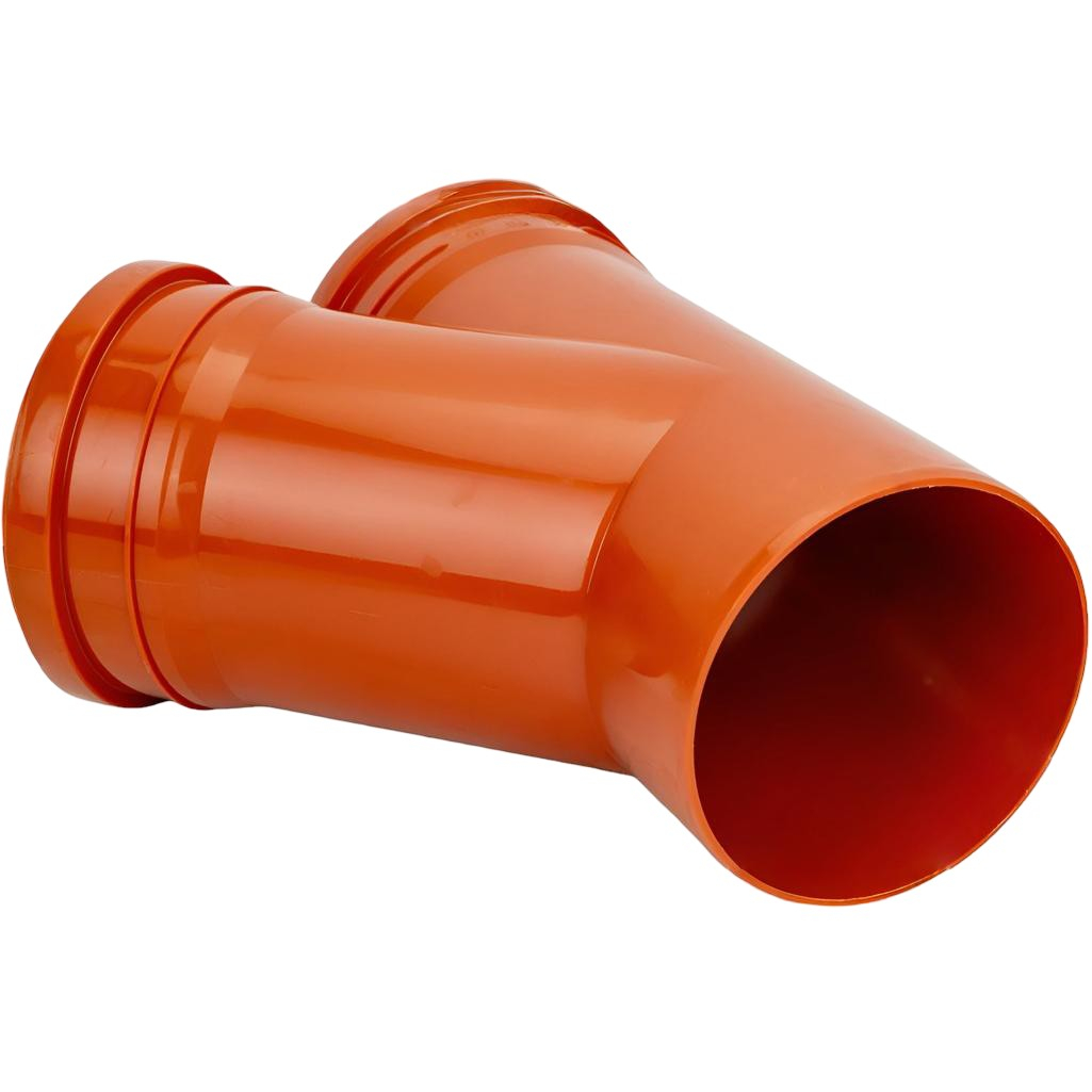 Тройник канализационный 45 гр., диаметр 200х200 мм, ПВХ, красный
