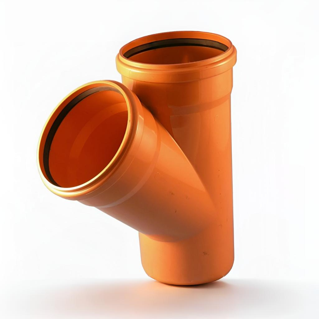 Тройник канализационный 45 гр., диаметр 200х200 мм, ПВХ, красный