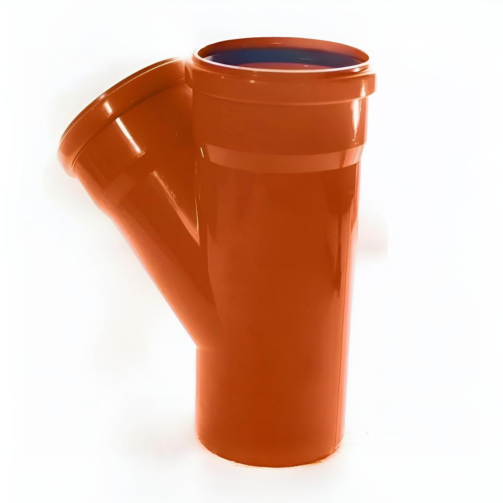 Тройник канализационный 45 гр., диаметр 200х200 мм, ПВХ, красный