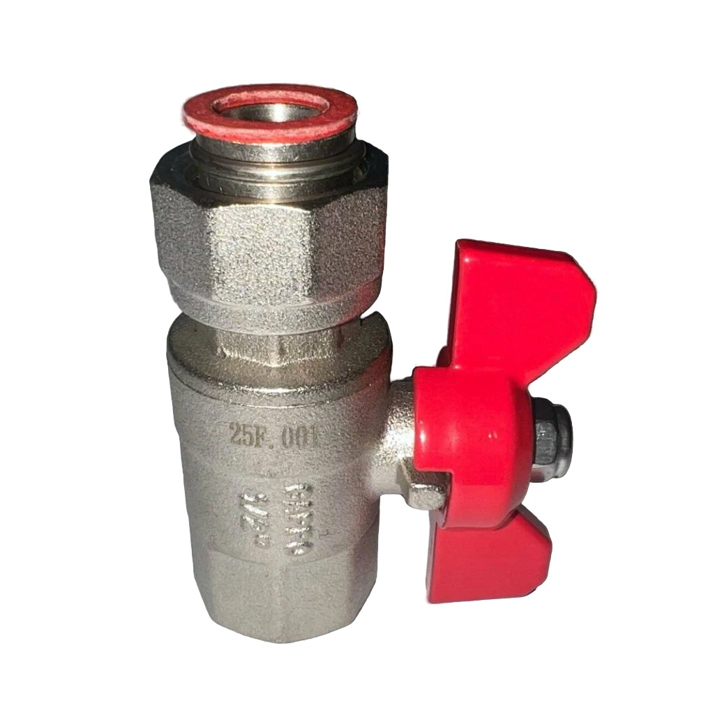 Кран шаровой Gappo G216.04 прямой, с накидной гайкой, бабочка, 1/2