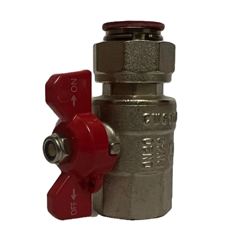 Кран шаровой Gappo G216.05 прямой, с накидной гайкой, бабочка, 3/4