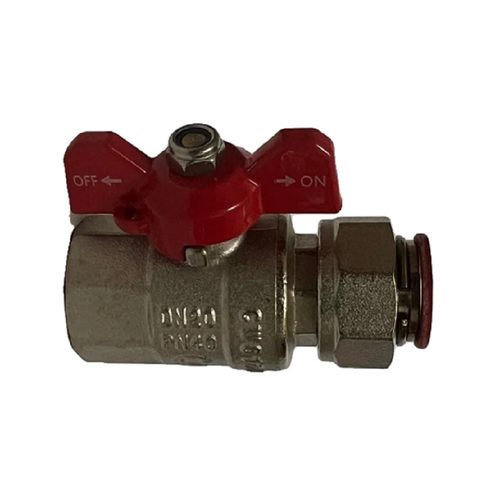 Кран шаровой Gappo G216.05 прямой, с накидной гайкой, бабочка, 3/4