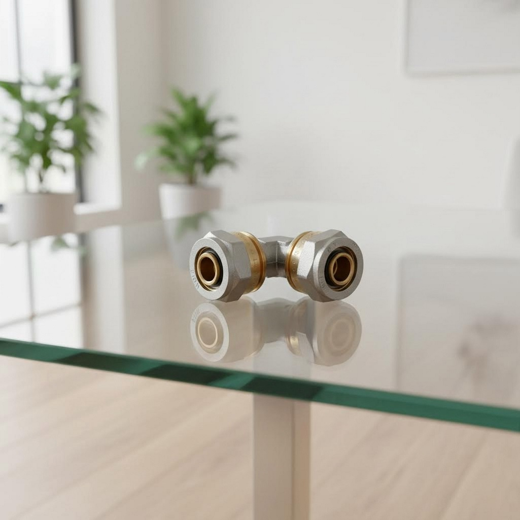 Угольник обжимной 1277-4308, 26х26 мм, цанговое соединение, для металлопластиковых труб