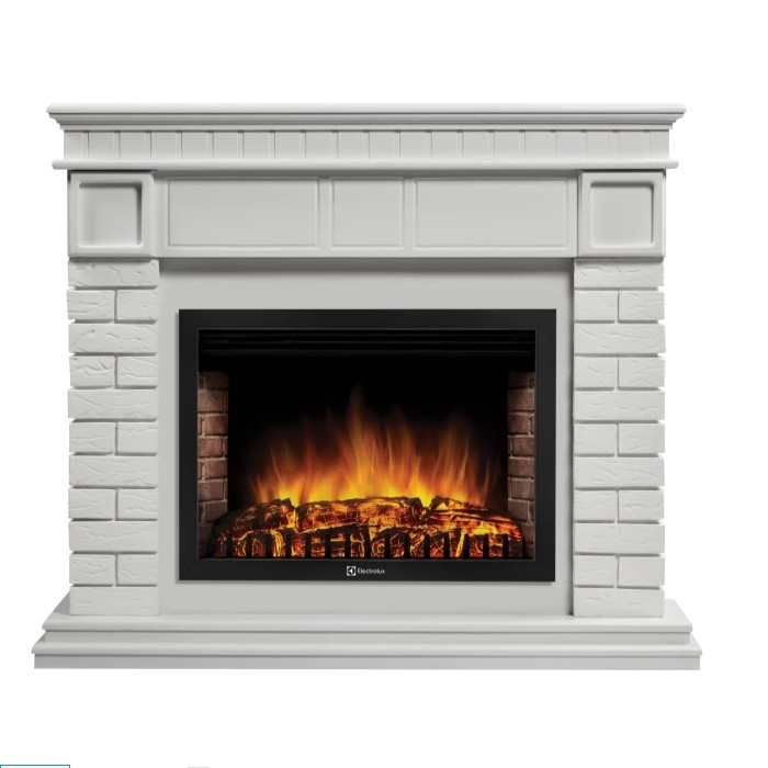 Каминный комплект Electrolux Fireliqht Bricks 30 камень белый, белая эмаль