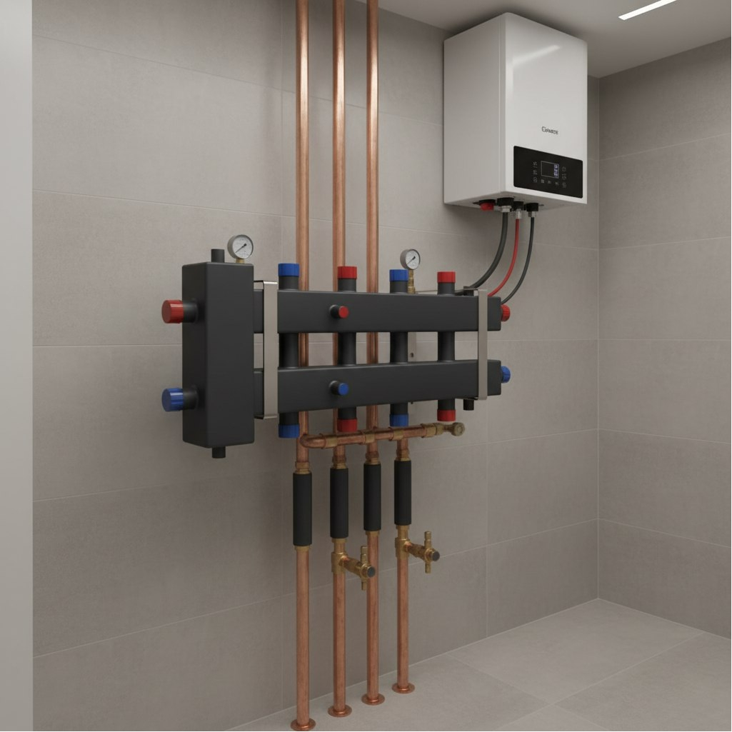 Коллектор котловой Essan ГРУ+КМГ 60-5ВУ, с гидрострелкой, 3 кронштейна