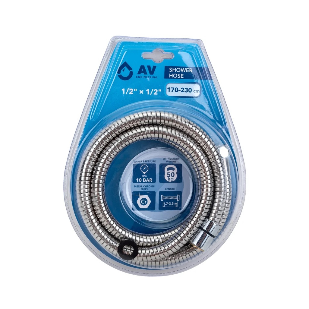 Шланг для душа AV Engineering AVSSS-050, универсальный, сталь, хром, 170-230 см