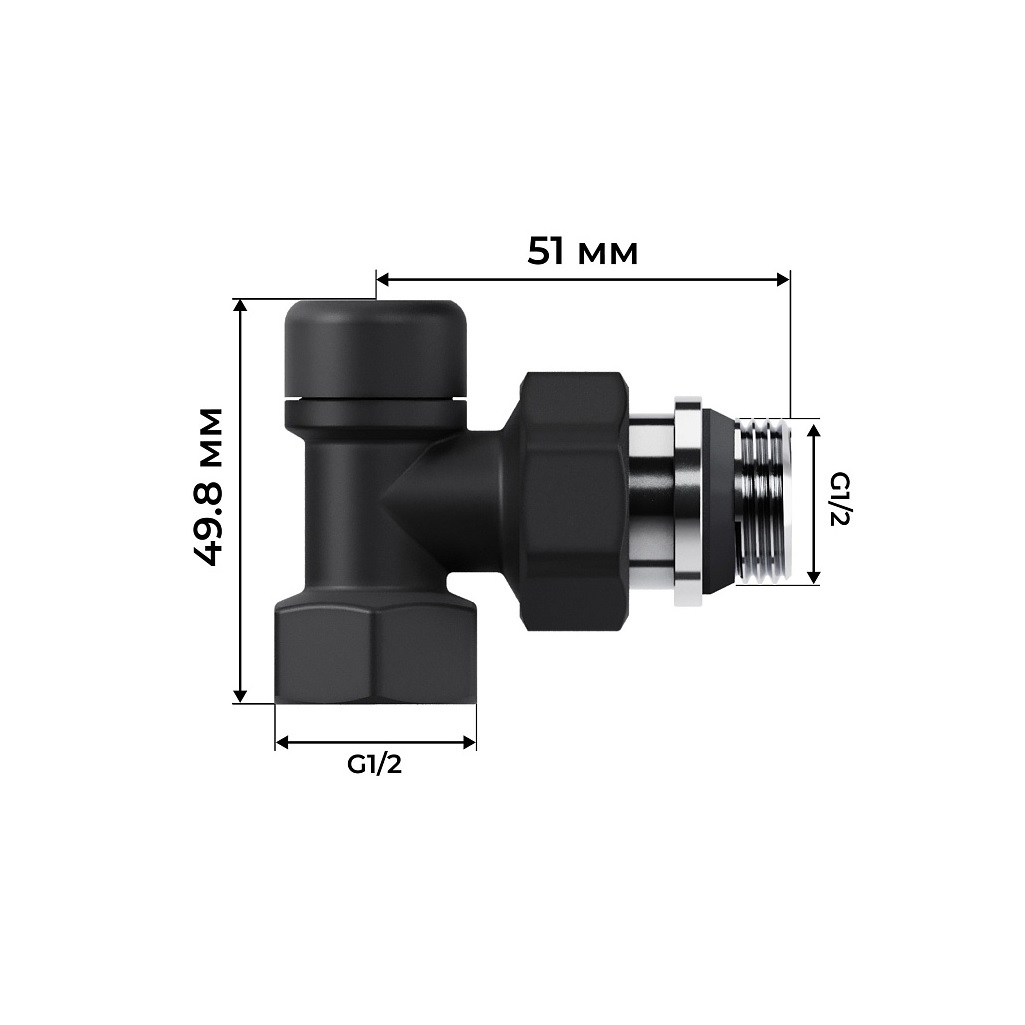 Набор термостатический осевой Royal Thermo Design RATVDO11212BL, 1/2 дюйма, М30х1.5, черный