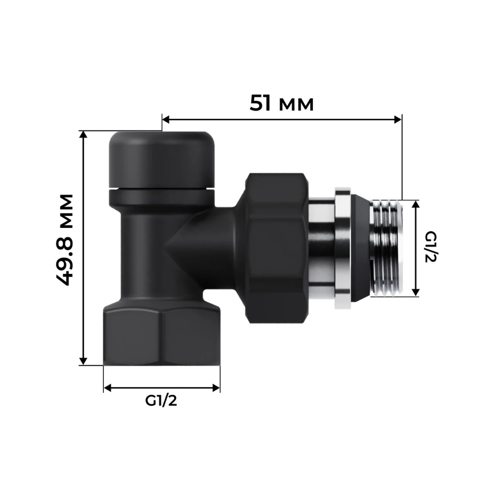 Набор термостатический угловой Royal Thermo Design RATVDU11212BL, 1/2 дюйма, М30х1.5, черный