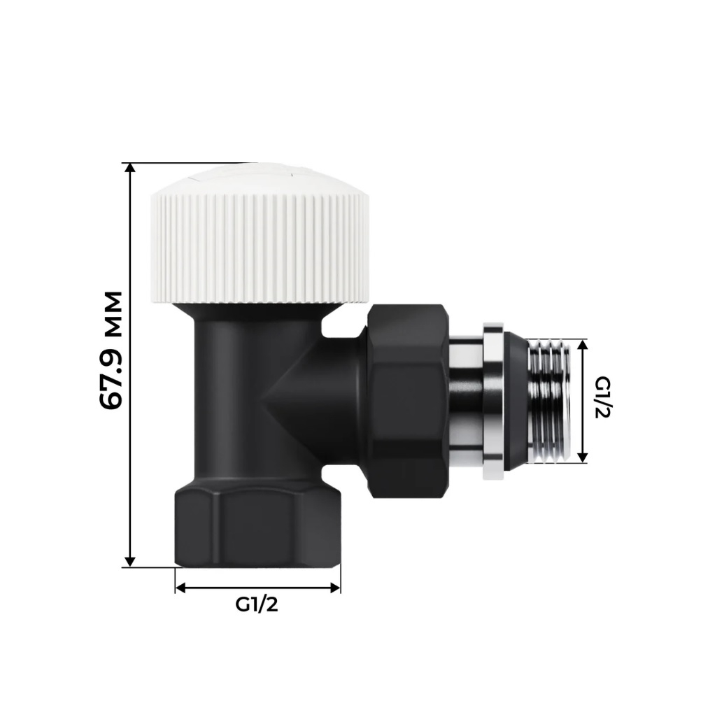 Набор термостатический угловой Royal Thermo Design RATVDU11212BL, 1/2 дюйма, М30х1.5, черный